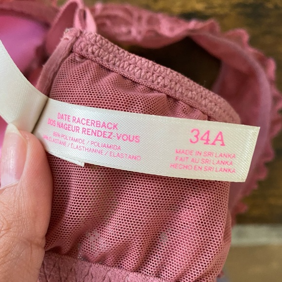 VS Pink Date Racerback Lace Push Up Pink Mauve Bra 34A - Picture 4 of 4